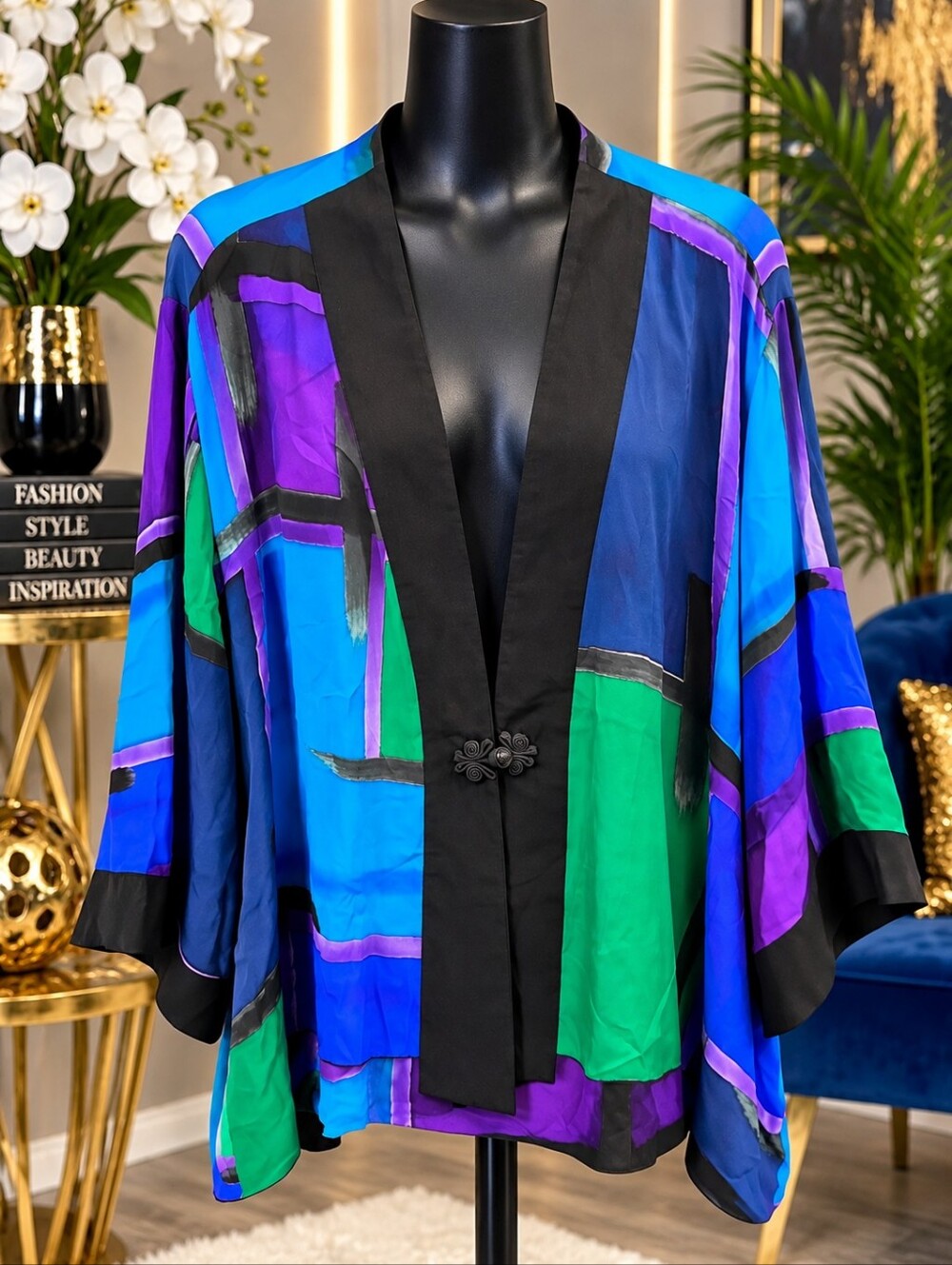 Draper's & Damon's Colorblock Silk kimono Jacket